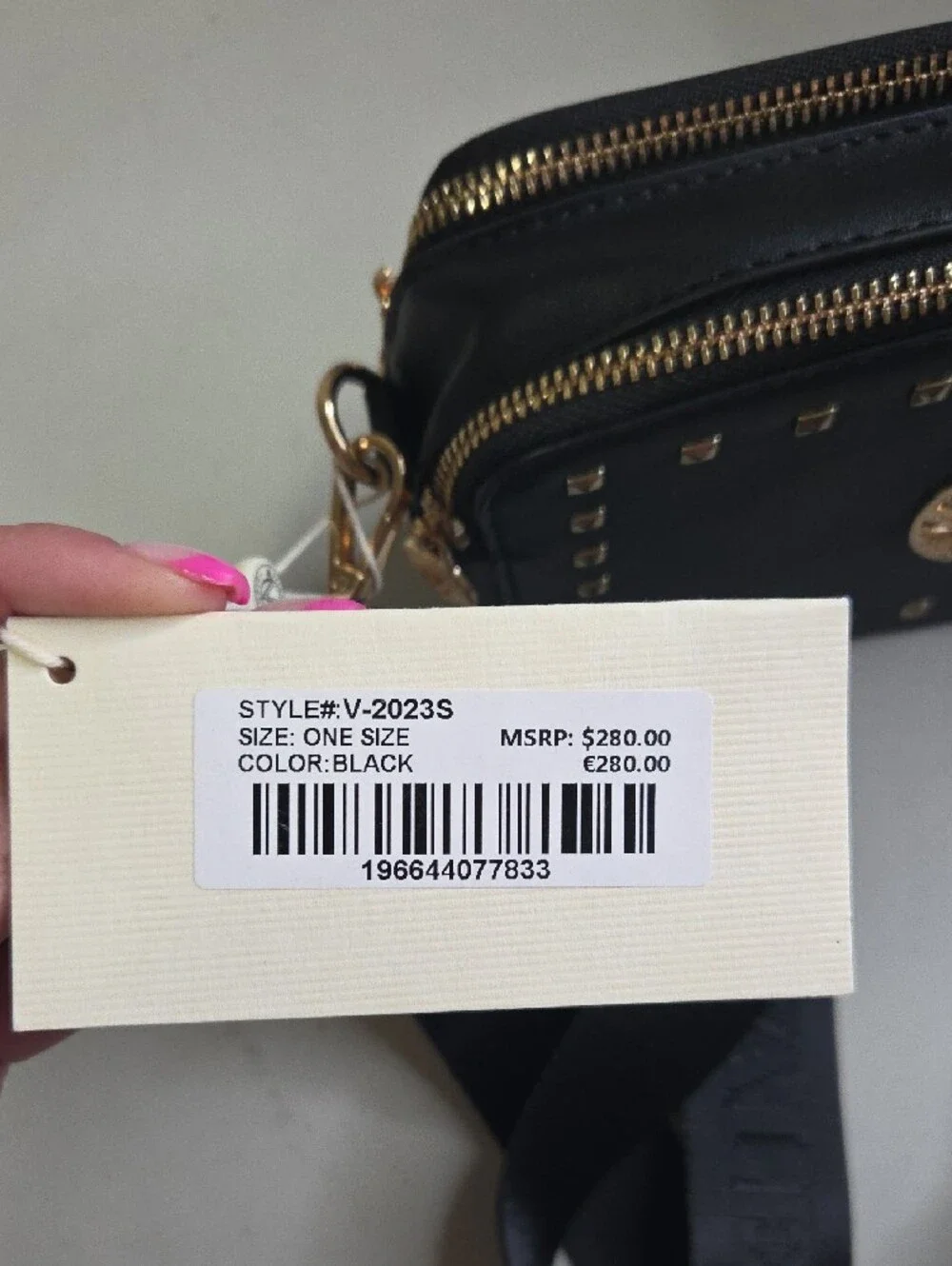 Valentino Orlandi Black Crossbody Bag with Gold Studs